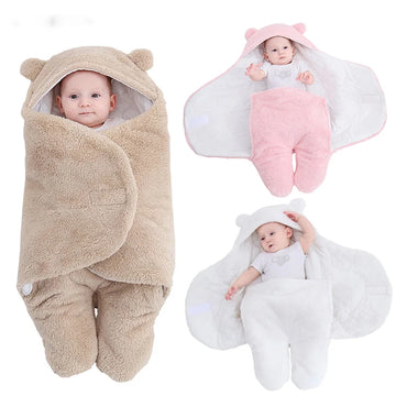 Sacos de dormir macios para bebês, cobertor de flanela para recém-nascidos, enfaixamento, saco de dormir infantil grosso, envelope quente, casulo para bebês de 0 a 9 meses